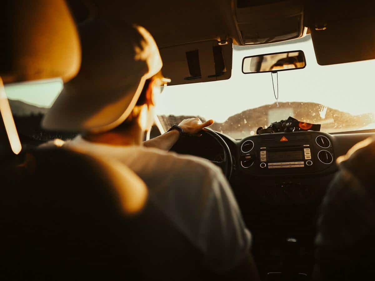 backseat POV of a car