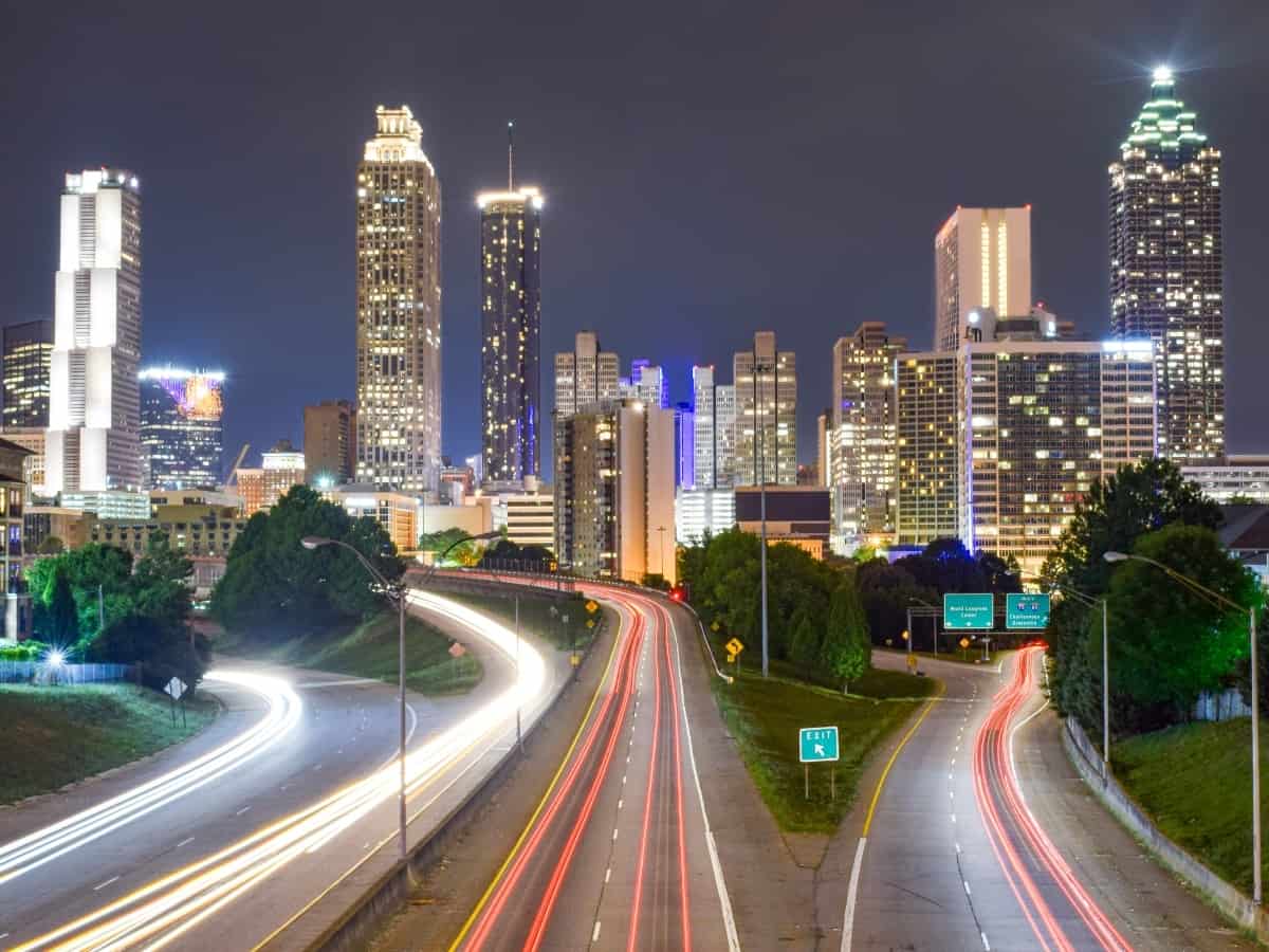 atlanta skyline at night