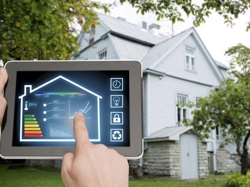 tablet facing home for home security smart home