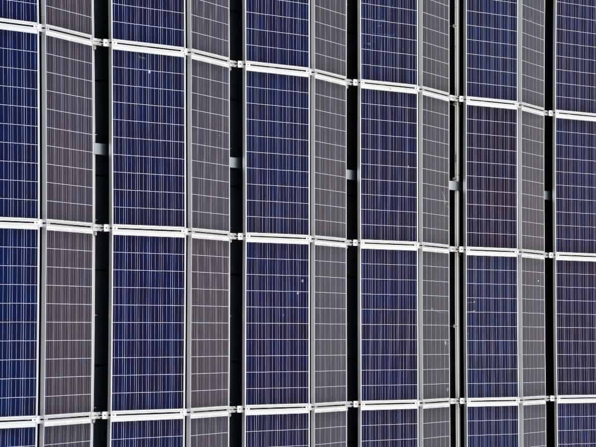rows of solar panel cells