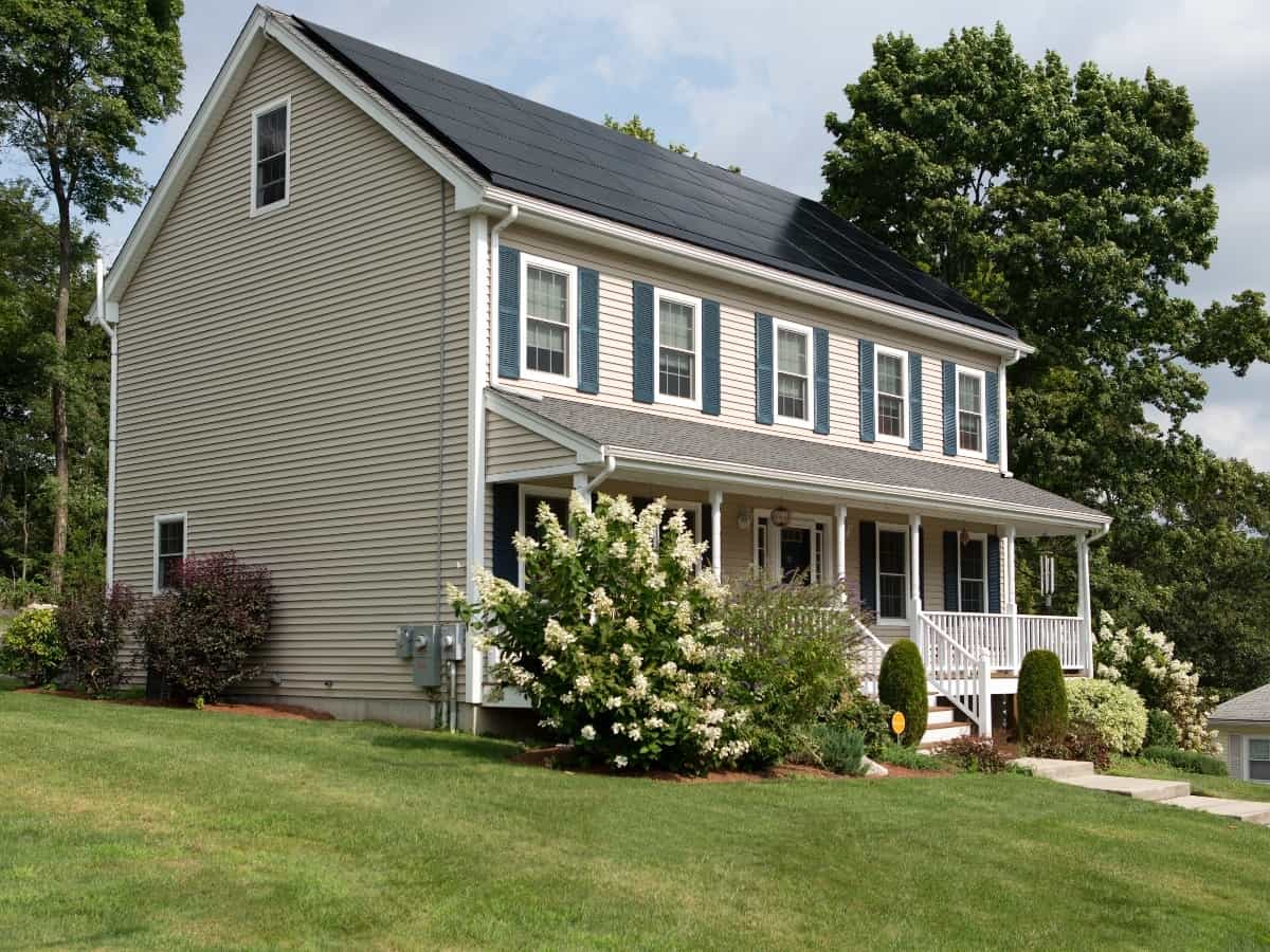 home with solar panels on roof