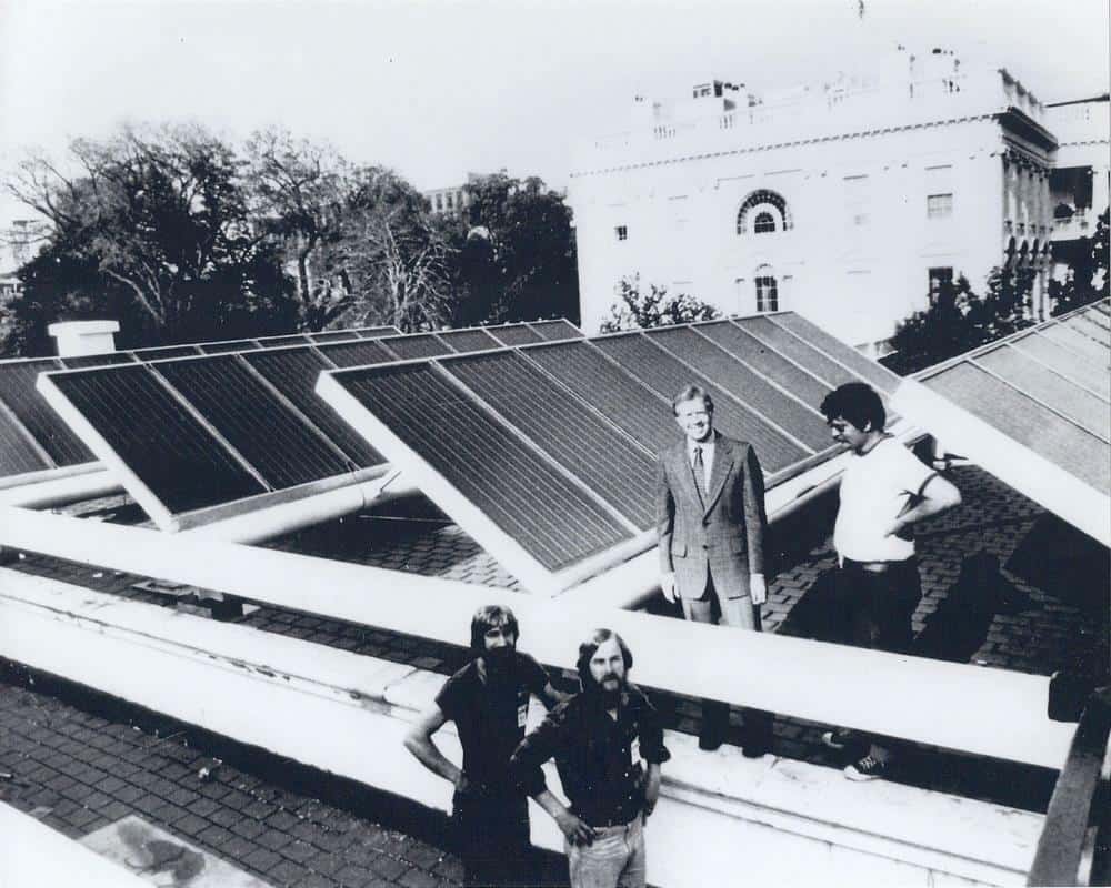 President Jimmy Carter installs solar panels on the White House