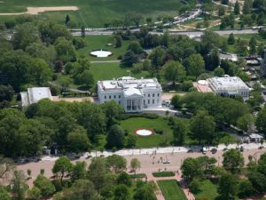 aerial view of the white house and washington DC