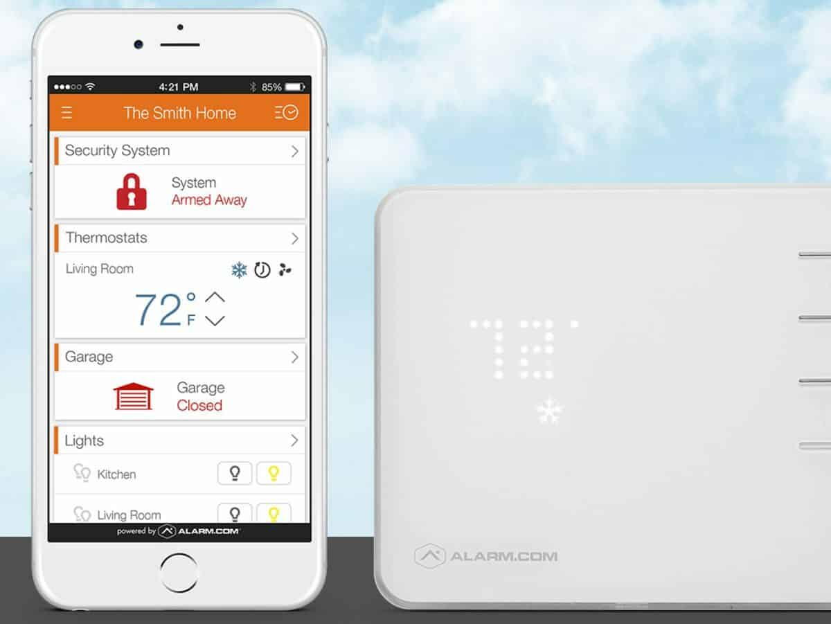 alarm.com smart home app with the smart thermostat