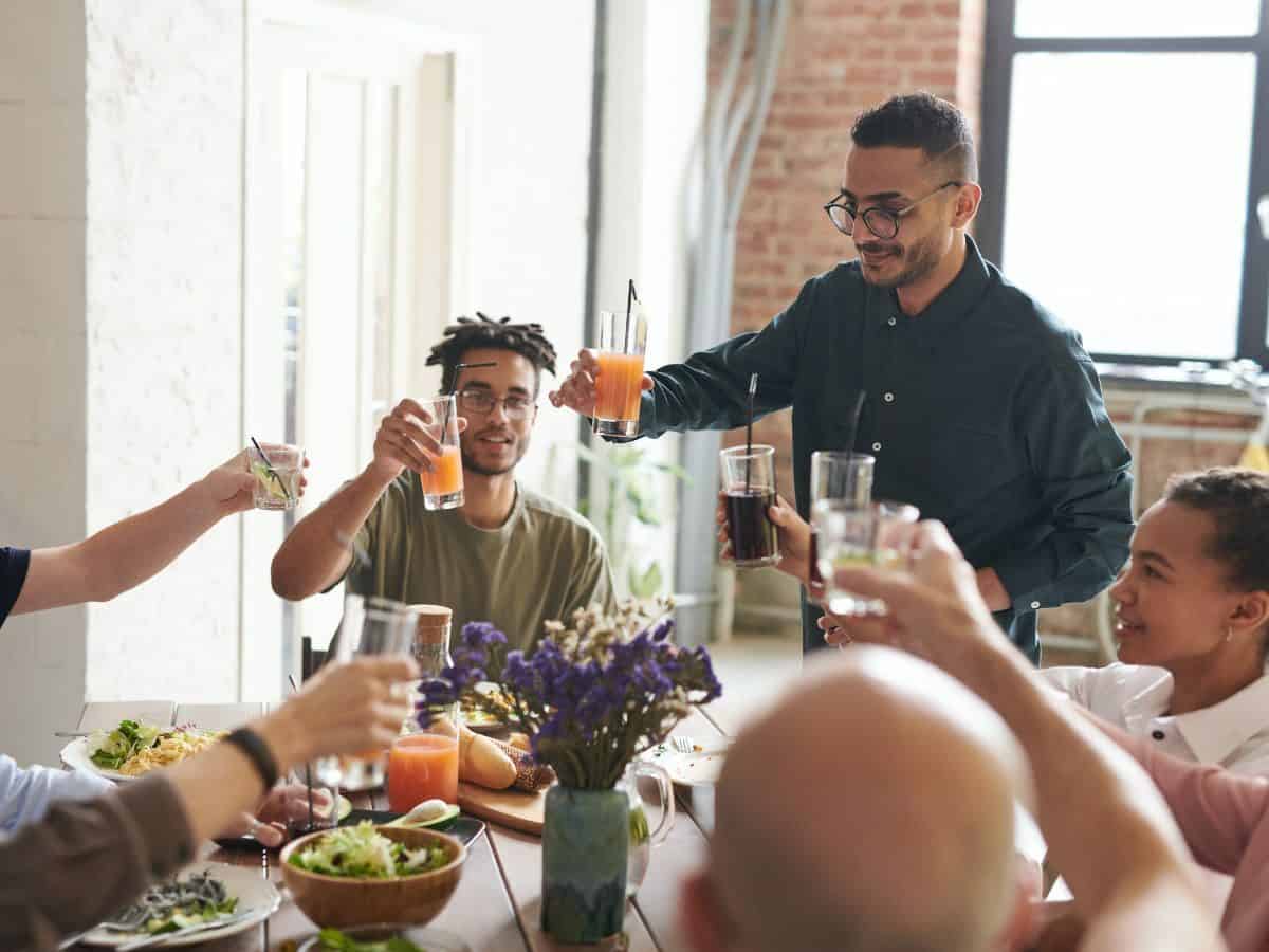 family having dinner together