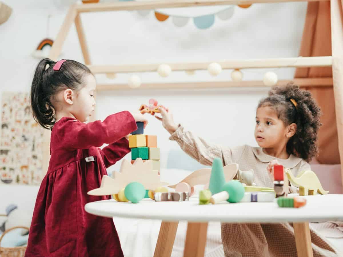 two little girls playing together