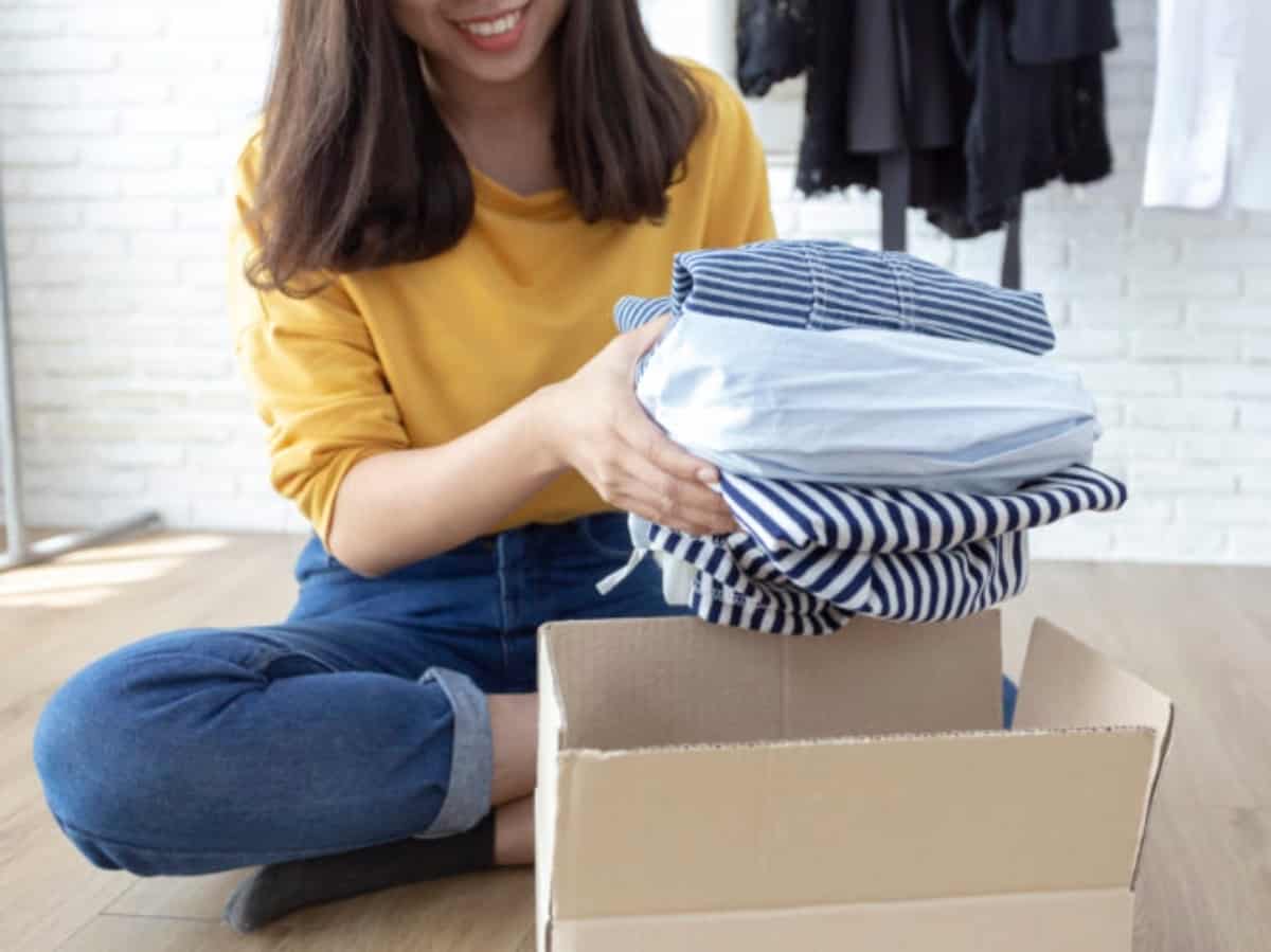 woman donating clothes