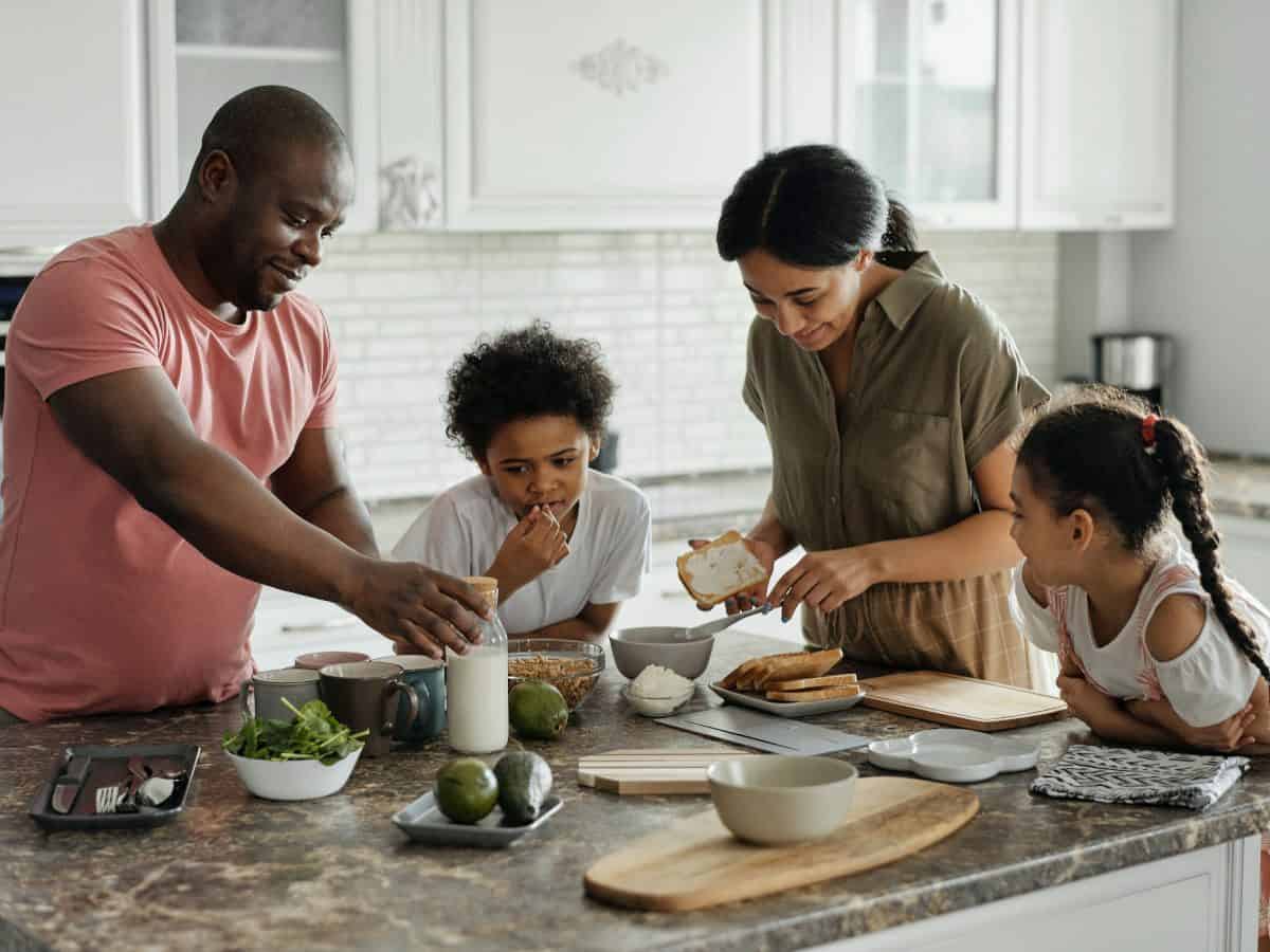 happy family in kitchen