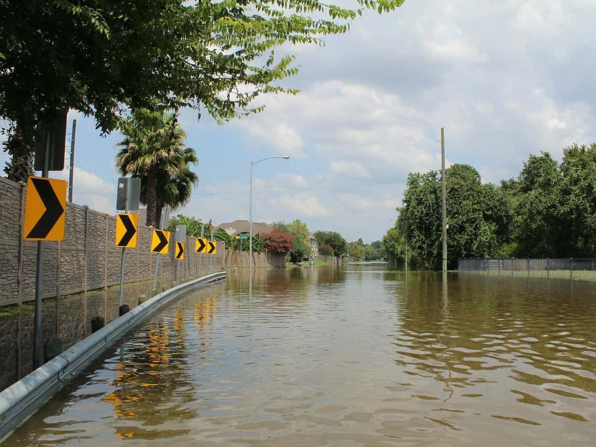 flooded street from hurricane harvey