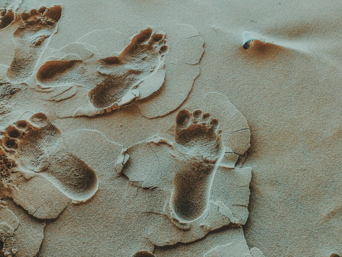 footprints in wet sand