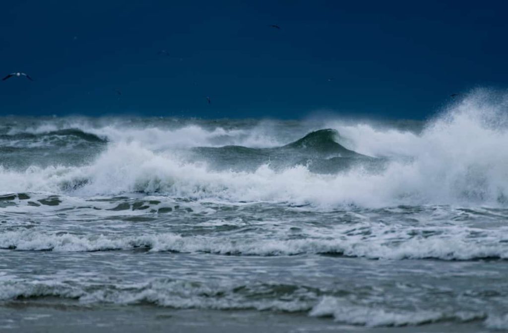 Rough ocean waves during a storm.