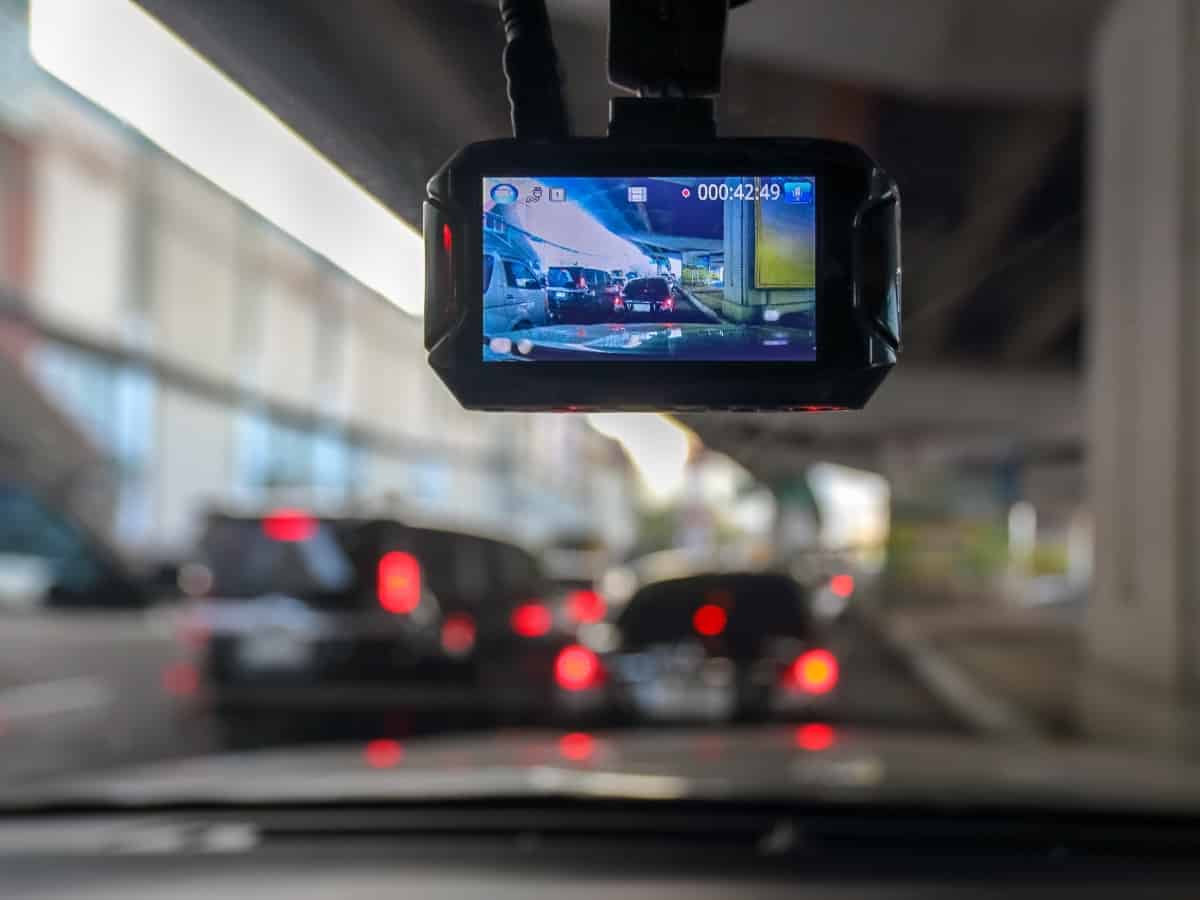 Dash Camera or car video recorder in vehicle on the way