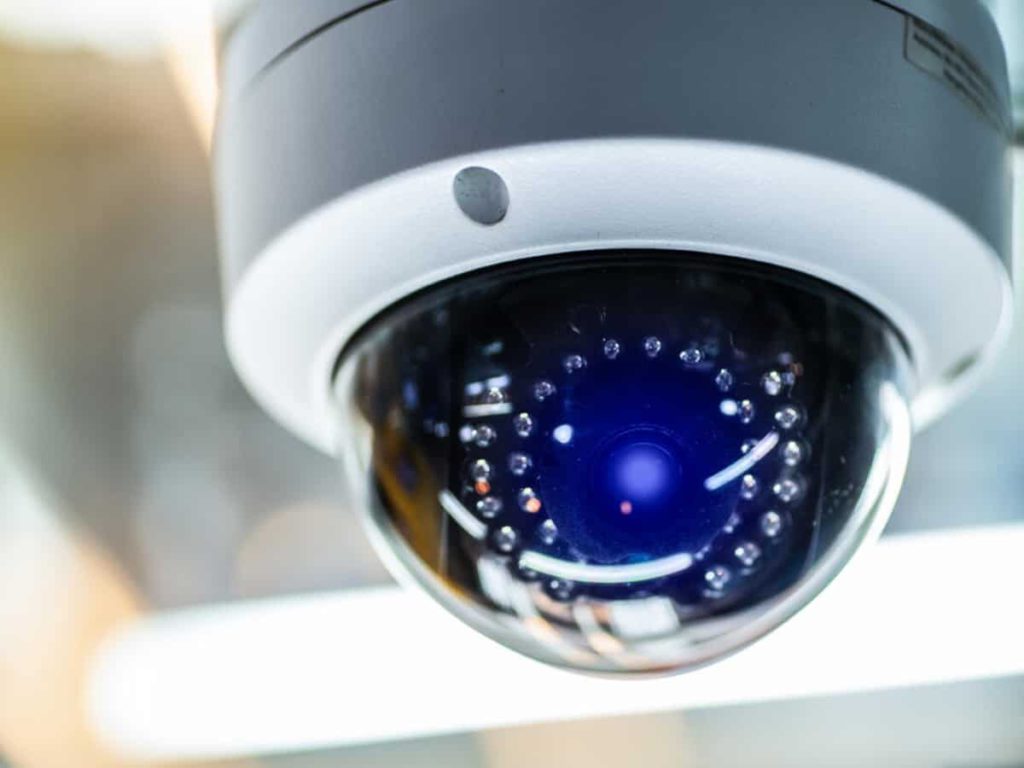 a close up of a camera on the ceiling