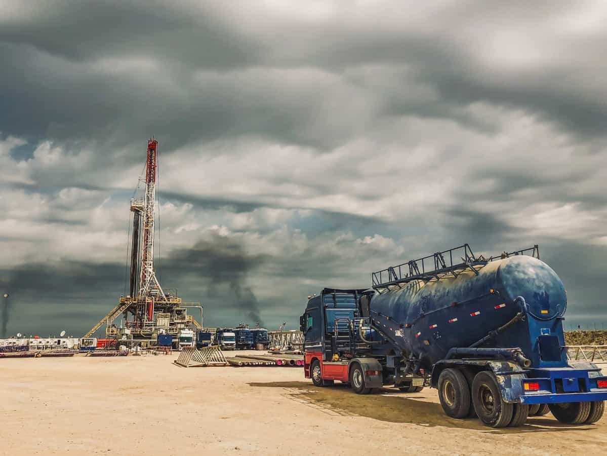 a look at fracking with a truck nearby
