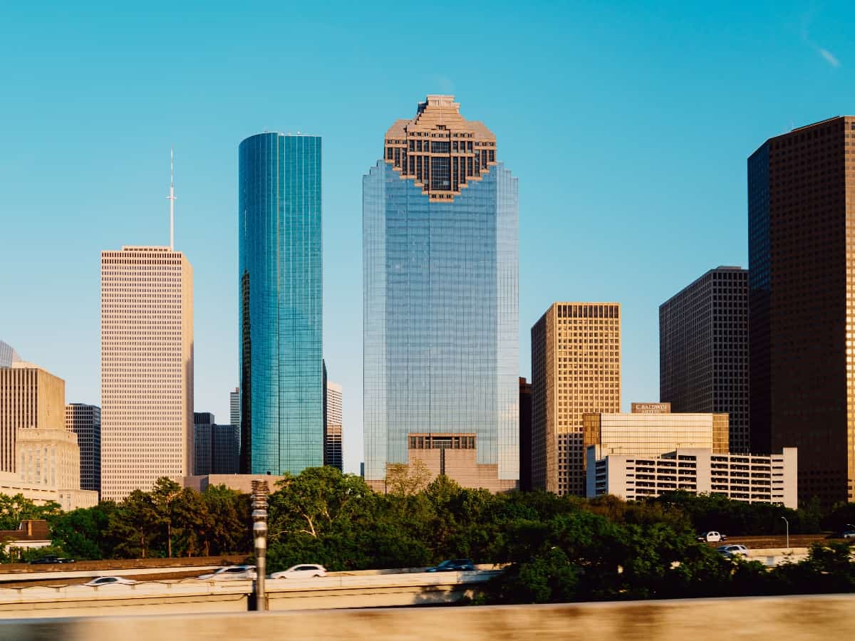 a skyline view of the major city houston in texas