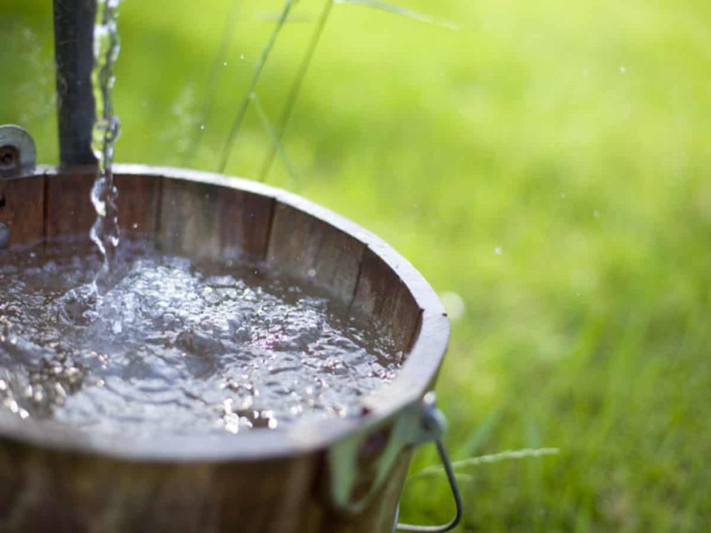 fresh water out of a well in a bucket