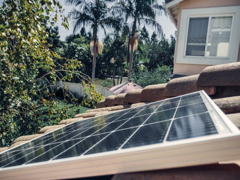 a solar panel on a roof providing clean energy