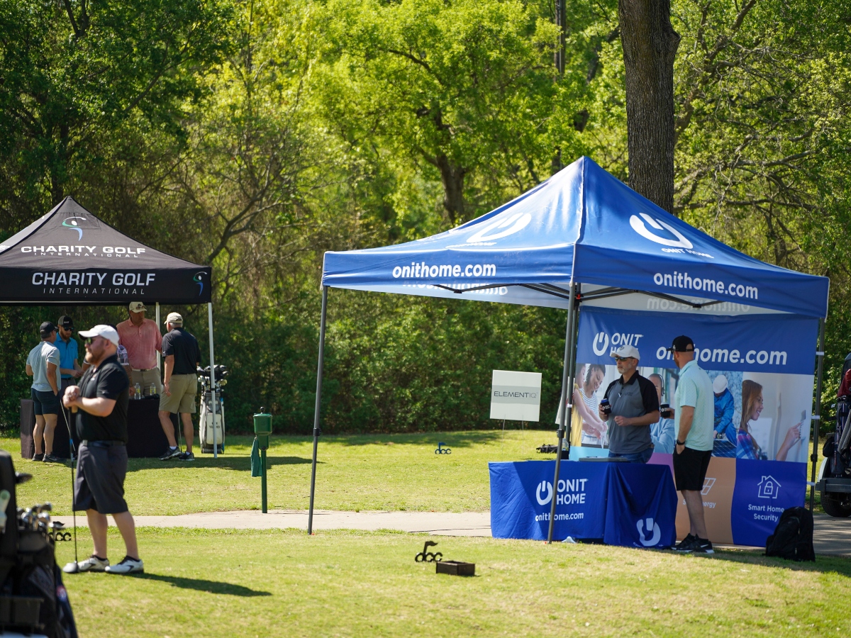 A view of the ONIT Home and Charity Golf Tournament tents at the ONIT Home and The Honor Foundation Annual Golf Tournament on April 3, 2023