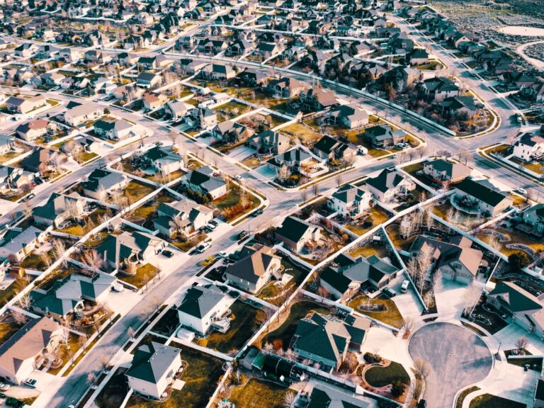 an aerial view of a neighborhood