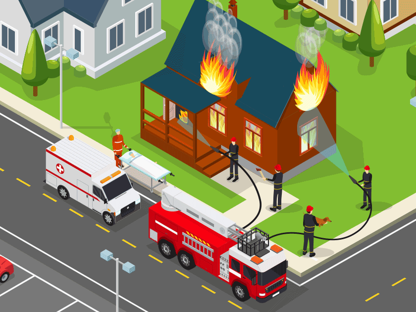 home on fire