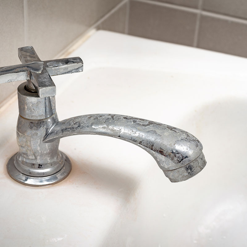faucet with mineral stains