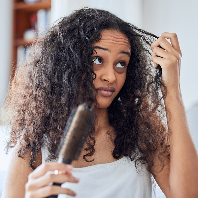 woman with frizzy hair